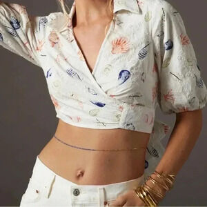 Anthropologie Puff-Sleeve‎ Wrap Top